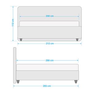 Polsterbett Alnarp Strukturstoff Kaschmir - 200 x 200cm - Ohne Lattenrost & Matratze