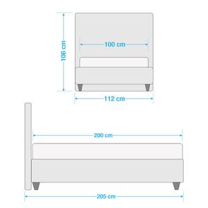 Gestoffeerd bed Alnarp structuurstof Kasjmier - 100 x 200cm - Met lattenbodem