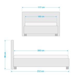 Gestoffeerd bed Billdal structuurstof Antraciet - 100 x 200cm