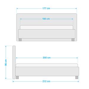 Lit capitonné Billdal Tissu structuré Anthracite - 160 x 200cm