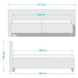 Lit capitonné Kolbäck Tissu structuré Anthracite - 200 x 200cm - Sans sommier & matelas