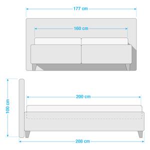 Lit capitonné Kolbäck Tissu structuré Anthracite - 160 x 200cm - Avec sommier à lattes