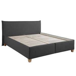 Gestoffeerd bed Kolbäck structuurstof Antraciet - 180 x 200cm - Met lattenbodem