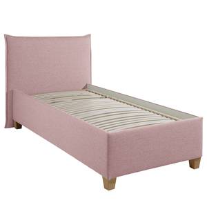 Lit capitonné Kolbäck Tissu structuré Mauve - 100 x 200cm - Avec sommier à lattes