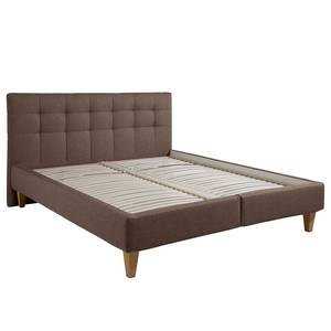 Gestoffeerd bed Stensborg structuurstof - Bruin - 180 x 200cm - Met lattenbodem