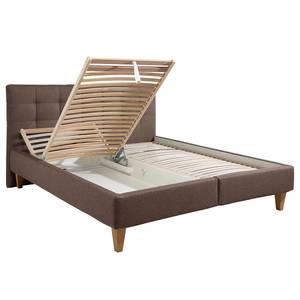 Letto imbottito Stensborg Tessuto strutturato - Marrone - 180 x 200cm - Con rete a doghe