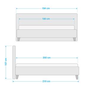 Letto imbottito Stensborg Tessuto strutturato - ArgentoGrigio - 180 x 200cm - Con rete a doghe