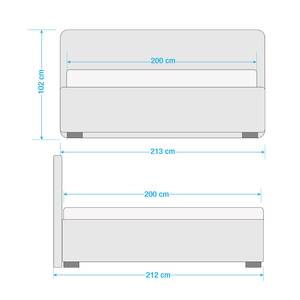 Polsterbett Vitaby Strukturstoff Grau - 200 x 200cm - Ohne Lattenrost & Matratze