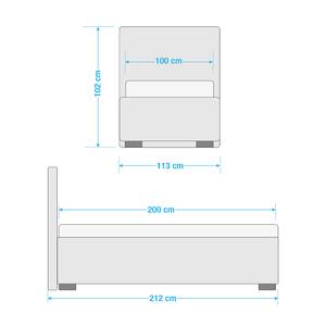 Lit capitonné Vitaby Tissu structuré Anthracite - 100 x 200cm - Sans sommier & matelas