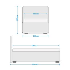 Lit capitonné Vitaby Tissu structuré Anthracite - 140 x 200cm - Sans sommier & matelas