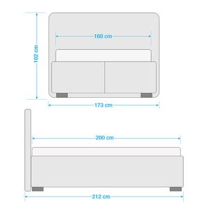 Gestoffeerd bed Vitaby structuurstof Antraciet - 160 x 200cm - Met lattenbodem