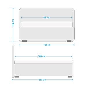 Lit capitonné Vitaby Tissu structuré Bleu jean - 180 x 200cm - Sans sommier & matelas