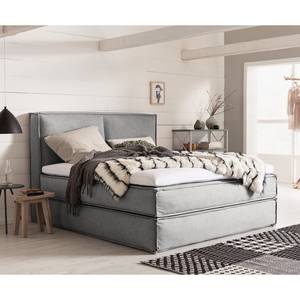 Premium Boxspringbett KINX Webstoff - Stoff KINX: Grau - 200 x 200cm - H2 - 130 cm