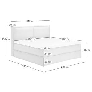 Letto boxspring Kinx Tessuto - Tessuto KINX: grigio - 200 x 200cm - H2 - 130 cm