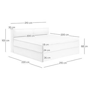 Lit boxspring Kinx Tissu - Tissu KINX : Blanc - 200 x 200cm - D2 souple - 100 cm