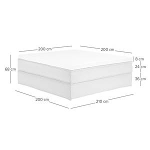 Lit boxspring Kinx Tissu - Tissu KINX : Blanc - 200 x 200cm - D2 souple - 130 cm