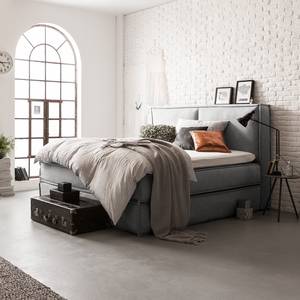 Lit boxspring Kinx Tissu - Tissu KINX : Gris - 180 x 200cm - D2 souple - 130 cm