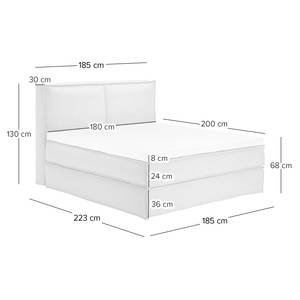 Premium Boxspringbett KINX Stoff KINX: Grau - 180 x 200cm - H2 - 130 cm