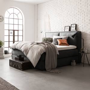 Premium Boxspringbett KINX Webstoff - Stoff KINX: Anthrazit - 180 x 200cm - H2 - 130 cm