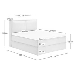 Premium boxspring KINX geweven stof - Stof KINX: Wit - 160 x 200cm - H2 zacht - 130cm