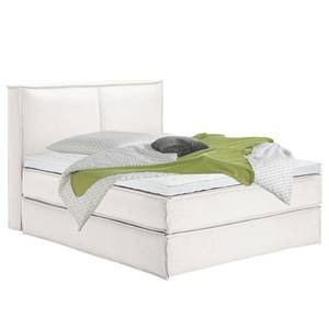 Premium Boxspringbett KINX Webstoff - Stoff KINX: Weiß - 160 x 200cm - H2 - 130 cm