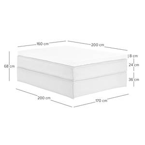 Lit boxspring Kinx Tissu - Tissu KINX : Gris - 160 x 200cm - D2 souple - Sans