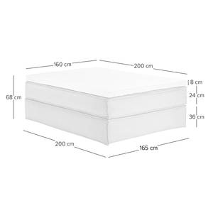 Lit boxspring Kinx Tissu - Tissu KINX : Gris - 160 x 200cm - D2 souple - Sans