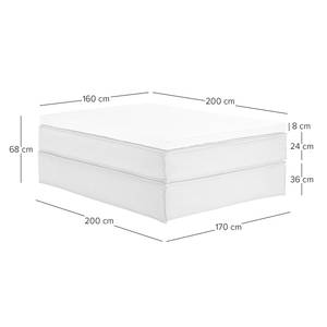 Letto boxspring Kinx Tessuto - Tessuto KINX: color antracite - 160 x 200cm - H2 - Senza
