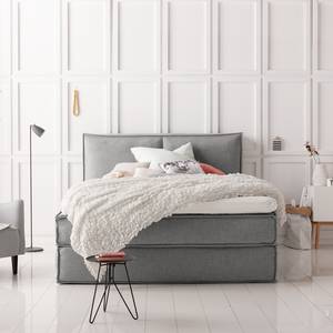 Lit boxspring Kinx Tissu - Tissu KINX : Gris - 140 x 200cm - D2 souple - 130 cm