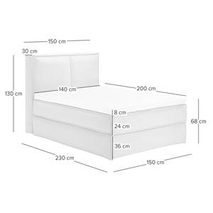 Premium Boxspringbett KINX Webstoff - Stoff KINX: Weiß - 140 x 200cm - H2 - 130 cm