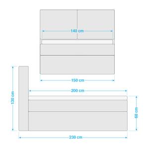 Premium Boxspringbett KINX Webstoff - Stoff KINX: Braun - 140 x 200cm - H2 - 130 cm