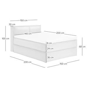 Premium boxspring KINX geweven stof - Stof KINX: Wit - 140 x 200cm - H2 zacht - 100cm