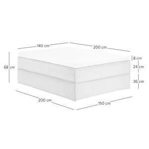 Premium Boxspringbett KINX Webstoff - Stoff KINX: Grau - 140 x 200cm - H2 - Ohne