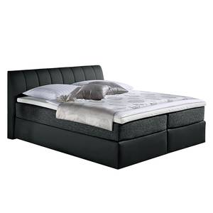 Letto boxspring Valea Tessuto strutturato - Color antracite - 100 x 200cm - Materasso in schiuma a freddo - H2