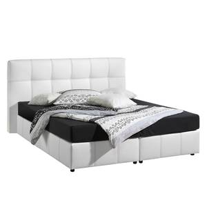 Lit Boxspring Annabel Blanc - 180 x 200cm - Matelas à ressorts bombés ensachés - D2 souple