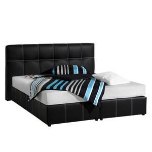 Lit Boxspring Annabel Noir - 140 x 200cm - Matelas à ressorts bombés ensachés - D2 souple