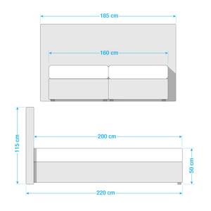 Lit Boxspring Annabel Noir - 160 x 200cm - Matelas de mousse froide - D2 souple