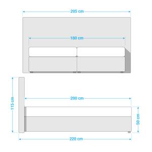 Lit Boxspring Annabel Noir - 180 x 200cm - Matelas de mousse froide - D2 souple