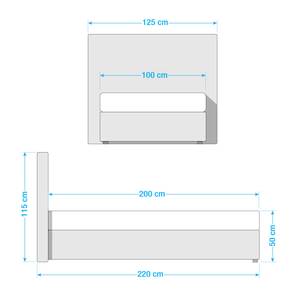 Lit Boxspring Annabel Noir - 100 x 200cm - Matelas de mousse froide - D3 medium