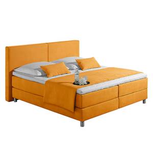 Lit boxspring Nilan Tissu - Jaune - 100 x 200cm - Matelas à ressorts Bonnell - D2 souple