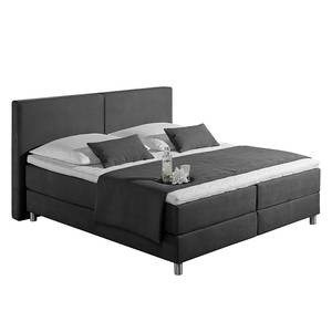 Boxspringbett Nilan Webstoff - Anthrazit - 160 x 200cm - Tonnentaschenfederkernmatratze - H2