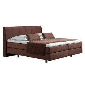 Lit boxspring Baila Tissu - Marron chocolat - 140 x 200cm - Matelas à ressorts Bonnell - D2 souple