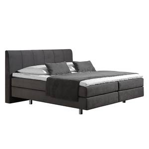 Boxspringbett Baila Webstoff - Anthrazit - 100 x 200cm - Bonellfederkernmatratze - H2