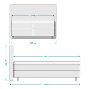 Boxspring Tevin geweven stof - Beige - 140 x 200cm - Bonell-binnenveringmatras - H2 zacht