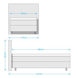 Lit boxspring Tevin Tissu - Bleu jean - 100 x 200cm - Matelas de mousse froide - D2 souple