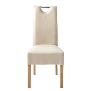 Chaises Lenya (lot de 2) Imitation cuir beige / Hêtre naturel