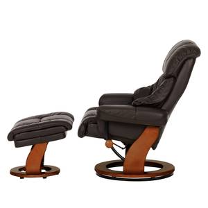 Fauteuil relax et repose-pieds Grunewald Cuir véritable / Imitation cuir - Marron - Marron