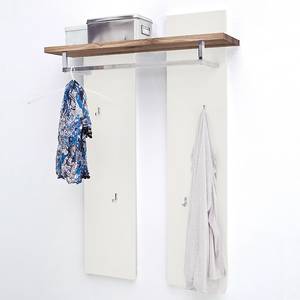 Garderobepaneel Roble inclusief verlichting - mat wit/knoestig eikenhout