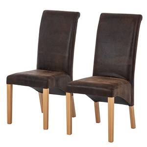 Chaises Jörn (lot de 2) Cuir synthétique marron vieilli / Hêtre