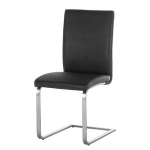 Chaises cantilever Augusta I (lot de 2) Cuir véritable - Cuir Aude: Noir - Sans accoudoirs